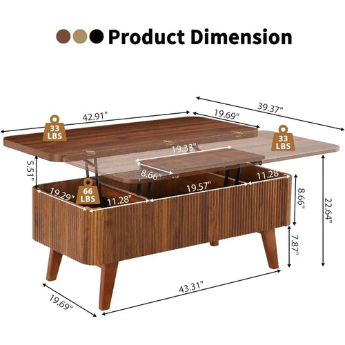 FlexForm Fluted Lift-Top Table